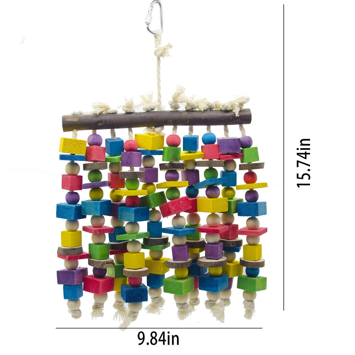 Large Bird Parrot Chewing Toy Multicolored Natural Wooden Blocks
