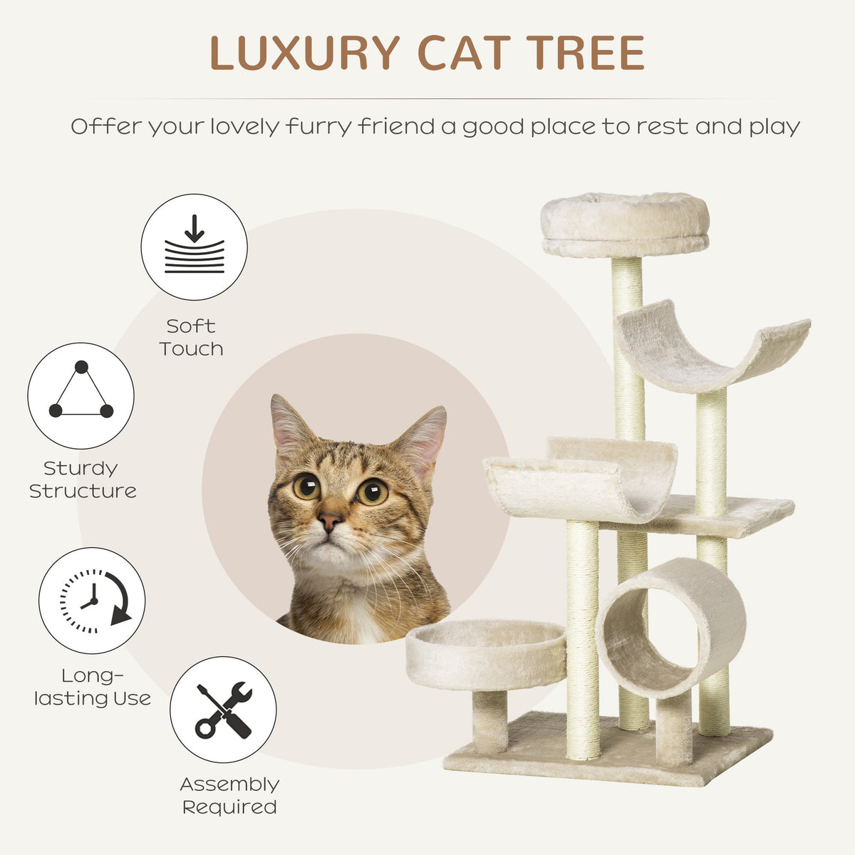 Pawhut Cat Tree For Indoor Cats Kitten Pet Scratching Post Perch