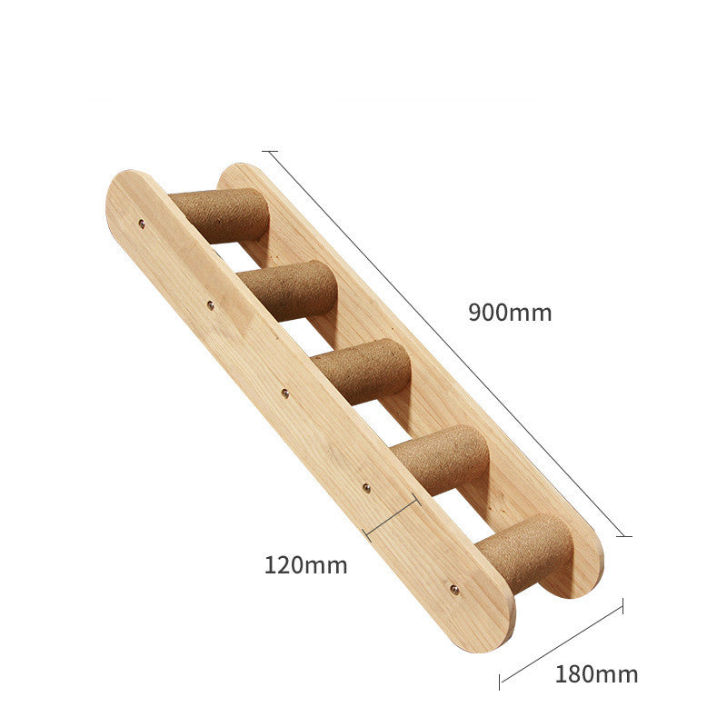 Pet Cat Climbing Frame Wall Type Solid Wood Hanging Platform Ladder