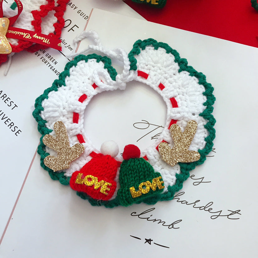 Wool Pet Collar Hand Woven Christmas Pet Accessories