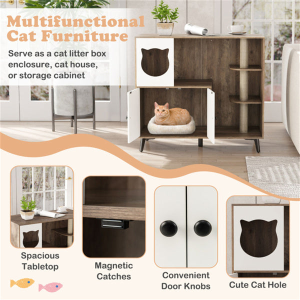 Cat Litter Box With Scratching Post Apartment House Locker