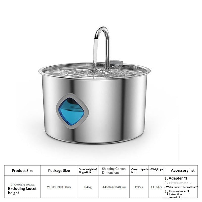 Stainless Steel Automatic Recirculating Cat Water Fountain