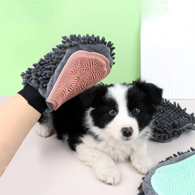 Pet Bathing Brush 2-in-1 Grooming Glove Elegant Dog Tool