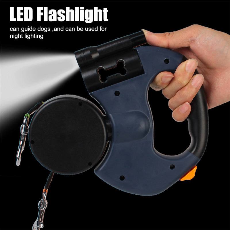 Retractable Dog Leash For Small Dogs Reflective Dual Pet Lead 360