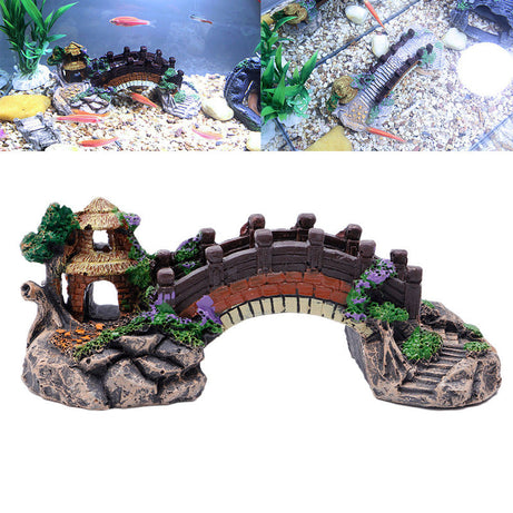Fish Tank Aquarium Landscape Rockery Fake Bridge Landscaping