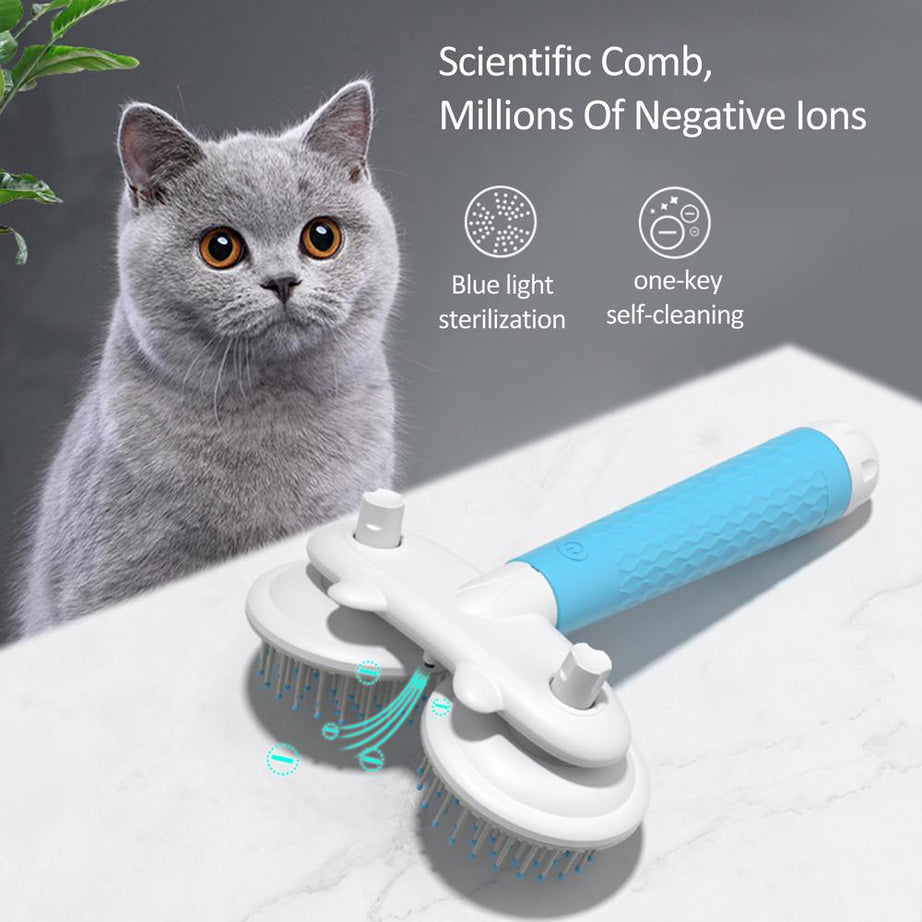 Pet Cat Brush Dog Slicker Double-headed Negative Ion One-button