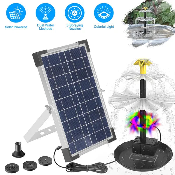 3-tier Solar Bird Bath Fountain Powered Water-pump Waterfall