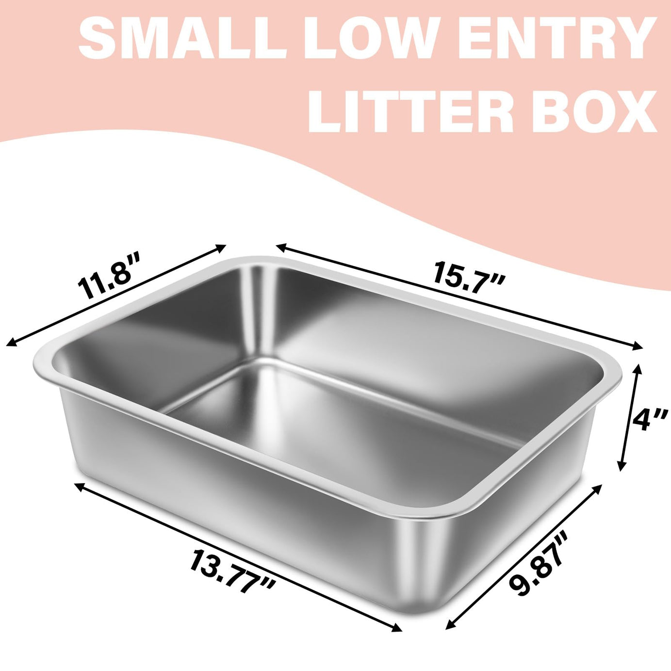 Stainless Steel Litter Box Medium Metal Cat Easy Clean Non Stick