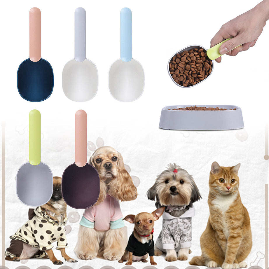 Pet Food Scoop With Ergonomic Bag Clip Handle For Cats Puppies