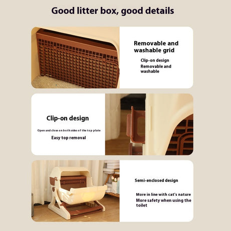 Open Tilting Cat Toilet Extra Large Semi-automatic Litter Box