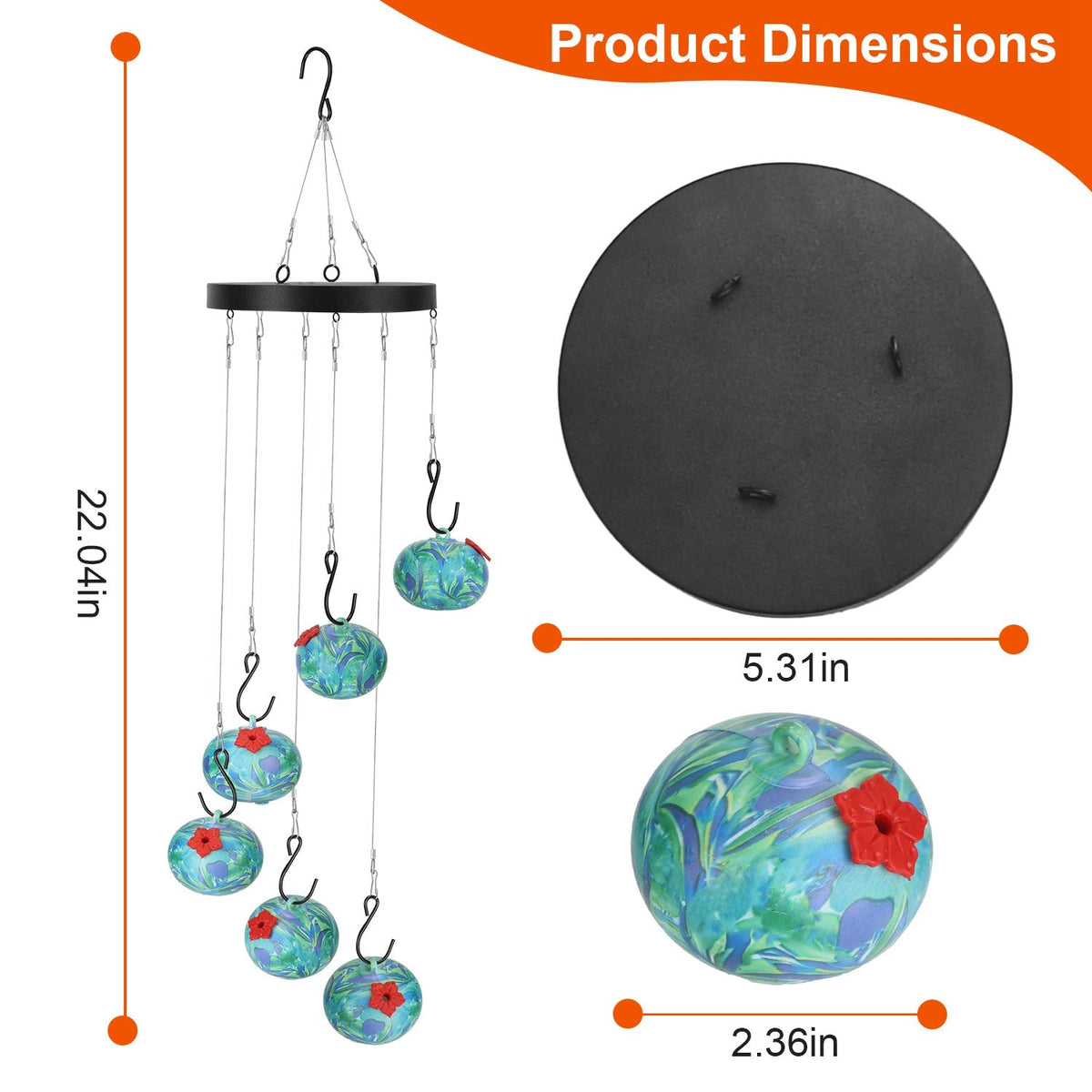 1pc Wind Chimes Humming Bird Feeder Ant And Bee Proof Outdoor