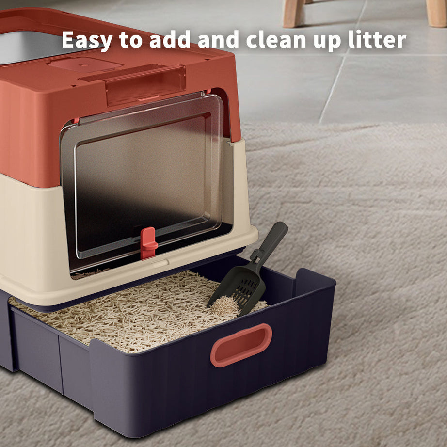 Dual Opening Fully Enclosed Cat Litter Box Top Entry Anti-tracking