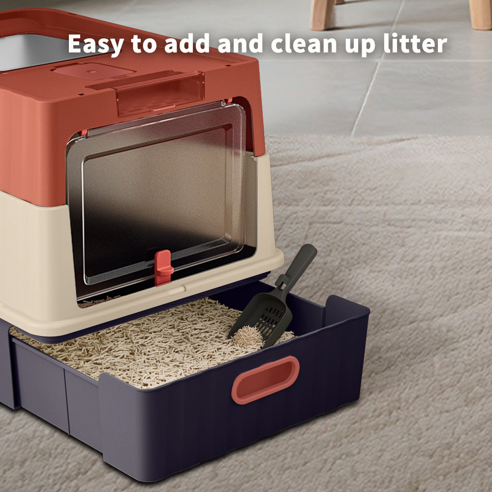 Dual Opening Fully Enclosed Cat Litter Box Top Entry Anti-tracking