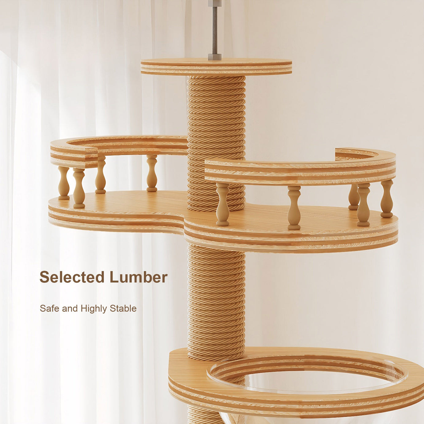 Adjustable Height Floor-to-ceiling Cat Tree Made Of Mdf Board Tall