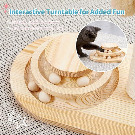 Mushroom Sisal Rope 2-in-1 Wooden Interactive Ball Track Cat