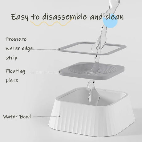 Pets Dog Cat Bowl Floating Water Drinker Not Wet Mouth Splash