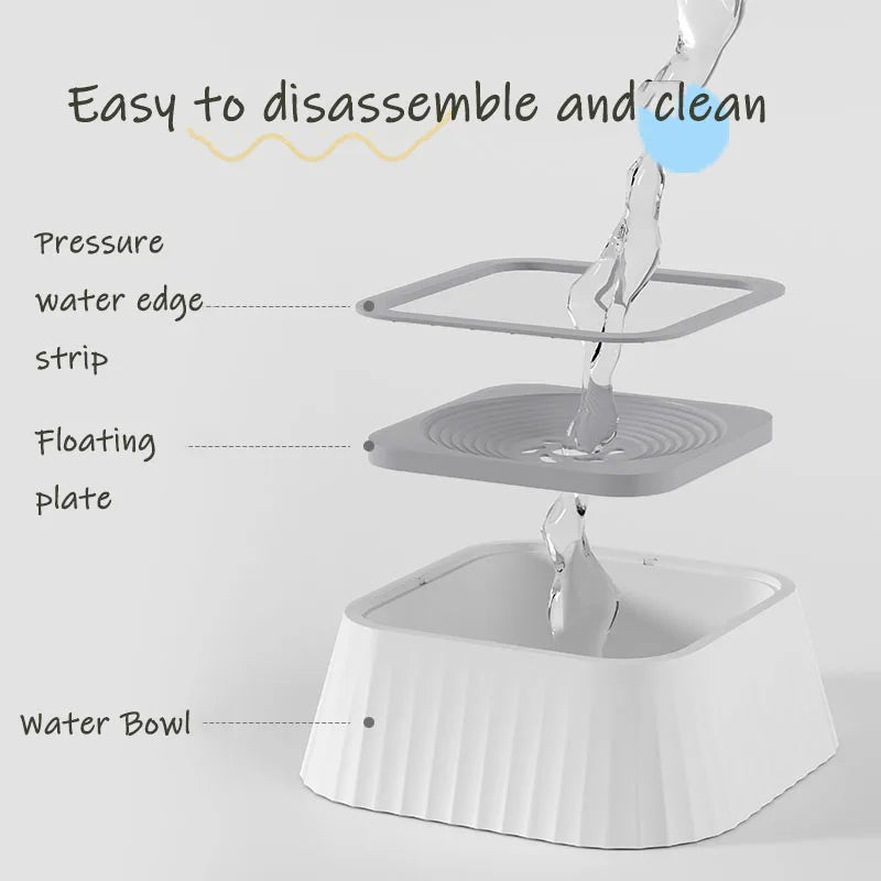 Pets Dog Cat Bowl Floating Water Drinker Not Wet Mouth Splash