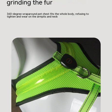 LED Luminous Dog Harness USB Charging Chest Strap Vest Pet Safety