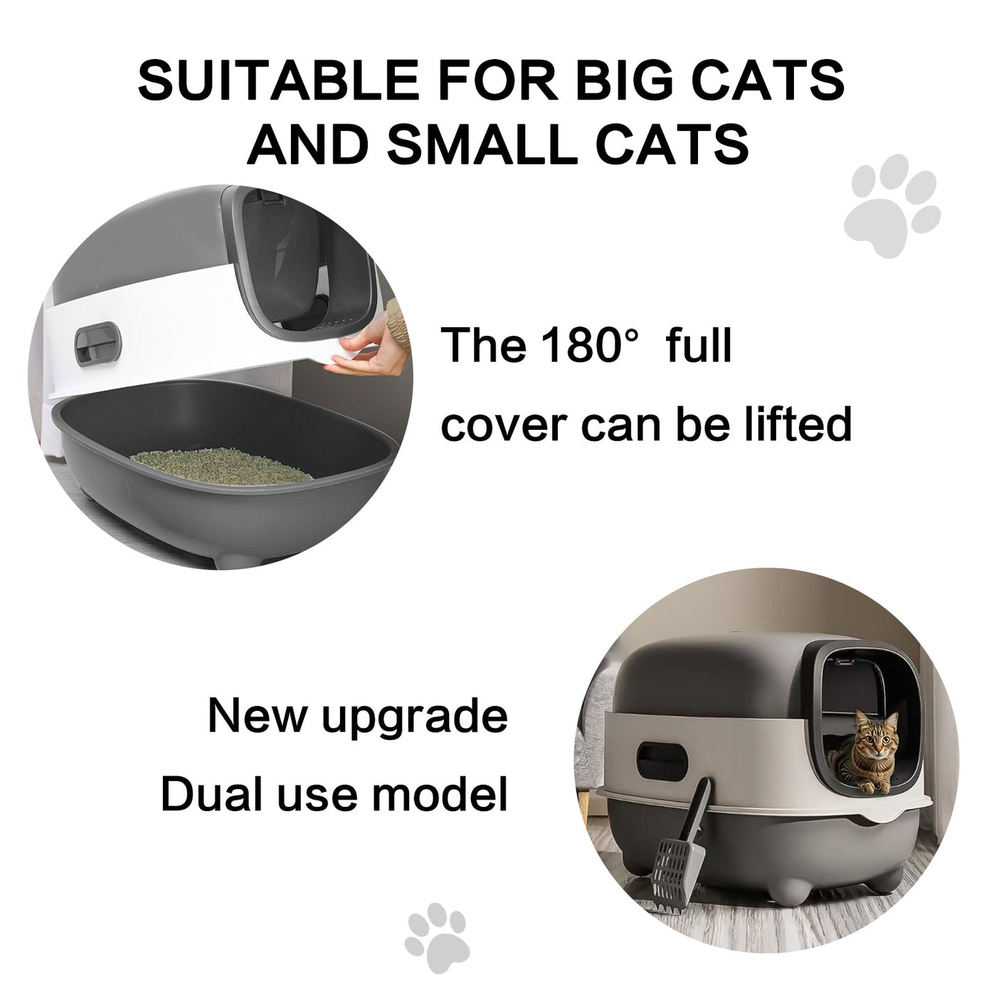 Splash Proof Cat Litter Box Closed With Lid Easy To Clean Drawer
