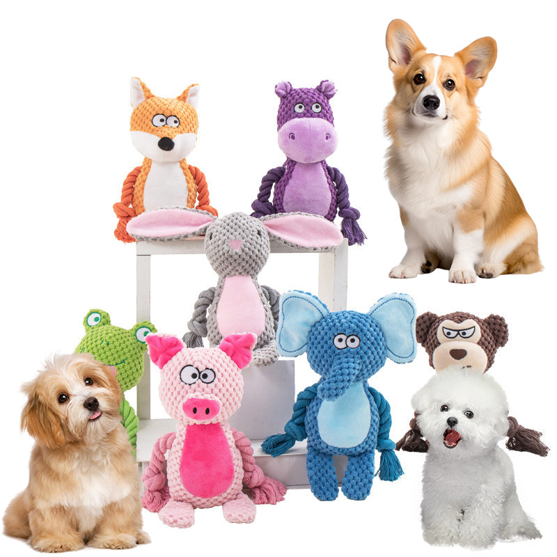 Pet Plush Sound Cotton Rope Toys Interactive Tug Of War Training