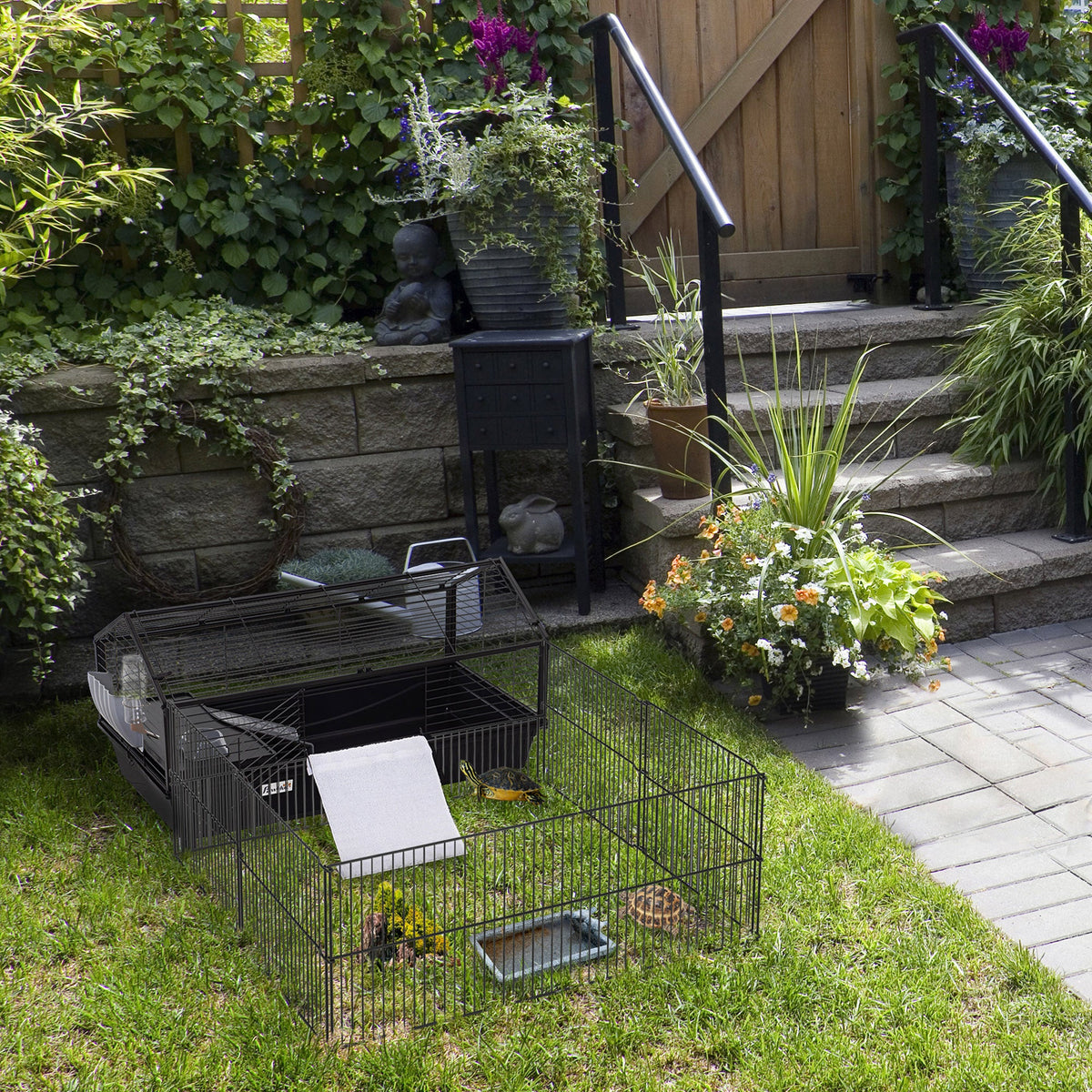 Rolling Metal Rabbit Guinea Pig Or Small Animal Hutch Cage