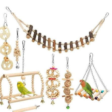 Parrot Bite Toy Small And Medium Bird Log Swing Ring Bell String