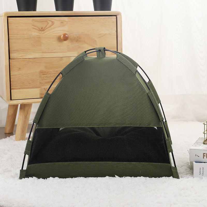 Cat Tent Cooling Mat Dog House Pet Sofa Camping Bed With Cushion