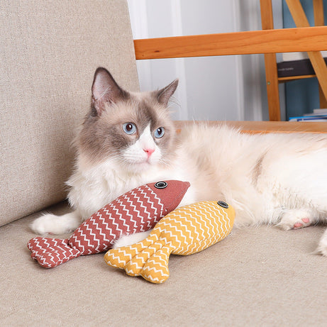 Cat Toy Funny Linen Fish Pillow Self-hey
