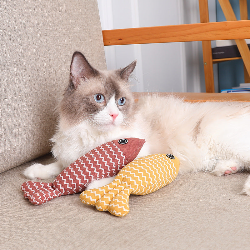 Cat Toy Funny Linen Fish Pillow Self-hey