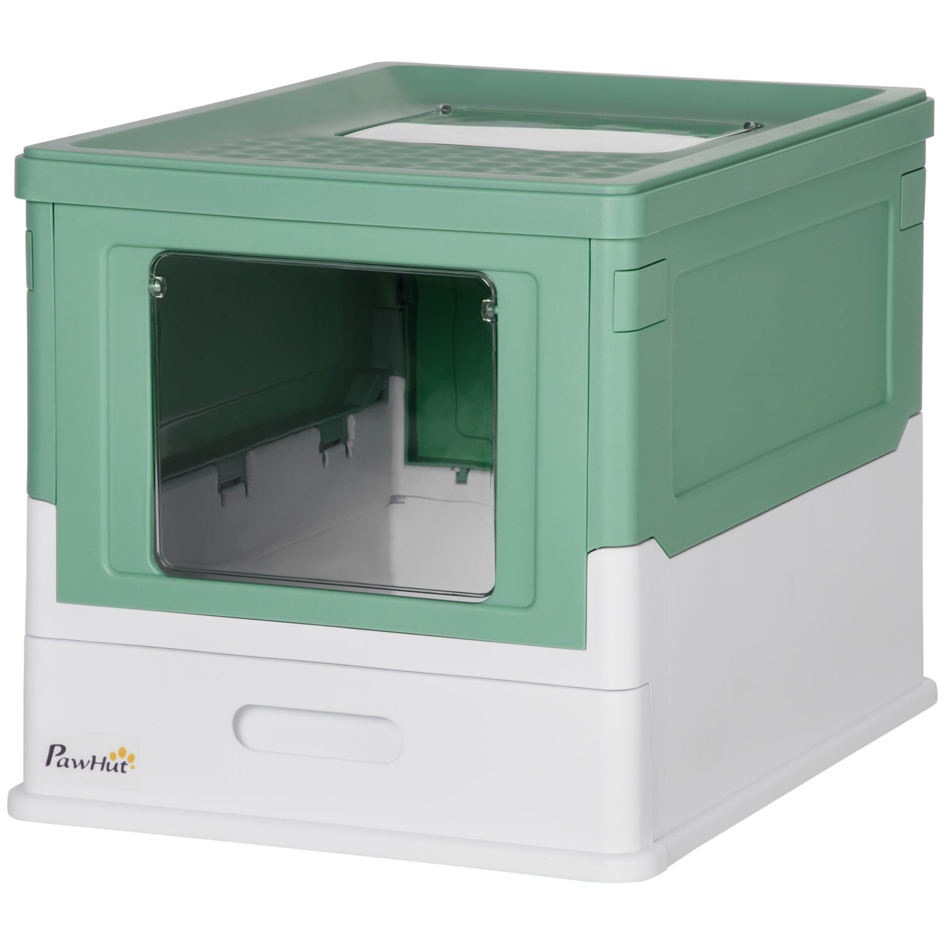 Fully Enclosed Cat Litter Box With Front Entry And Top Exit Plastic