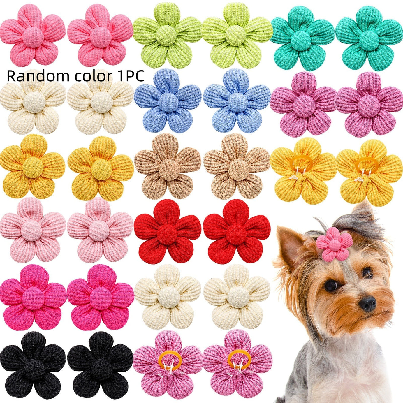 Pet Headdress Flower Spring Solid Color Dog Cat Accessories