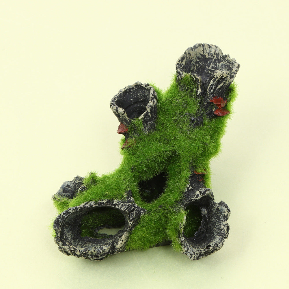 Fish Tank Decoration Imitation Moss Tree Root Shrimp Pot Nest