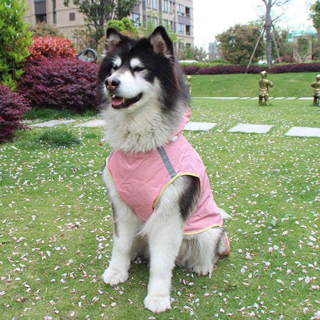 Big Dog Cloak Raincoat With Reflective Strips Husky Pug Pet