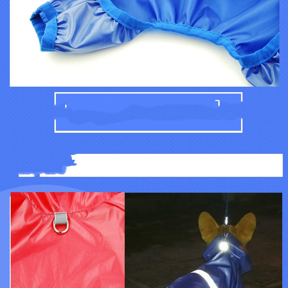 Pet Waterproof Raincoat Reflective Double Breathable Boxer Jumpsuit