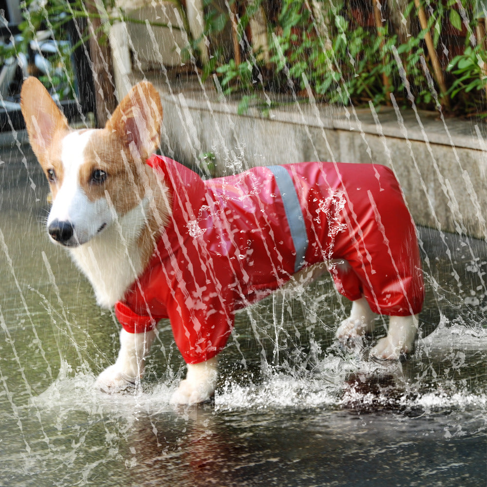 Pet Waterproof Raincoat Reflective Double Breathable Boxer Jumpsuit