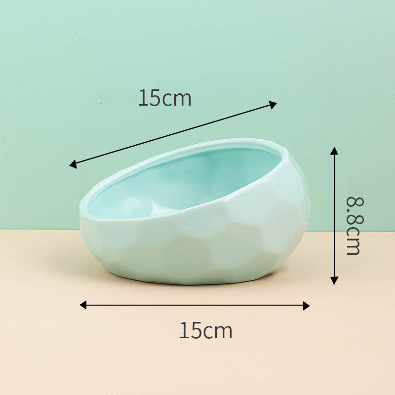 Pet Supplies Bowl Ceramic Cat Dog Oblique Mouth