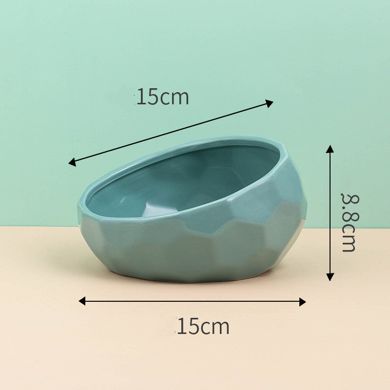 Pet Supplies Bowl Ceramic Cat Dog Oblique Mouth