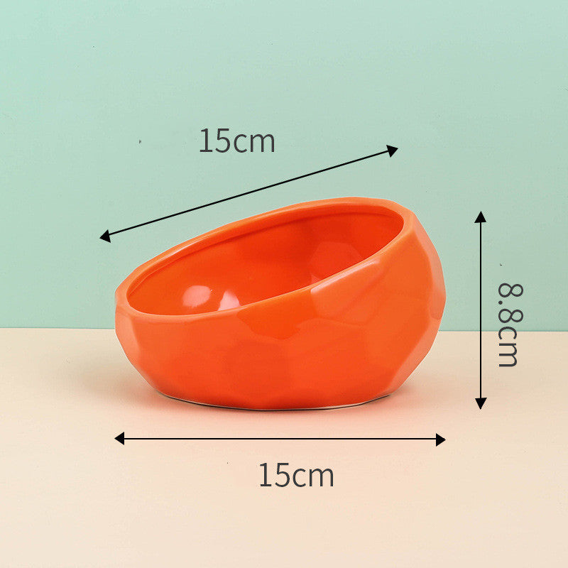 Pet Supplies Bowl Ceramic Cat Dog Oblique Mouth