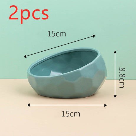Pet Supplies Bowl Ceramic Cat Dog Oblique Mouth