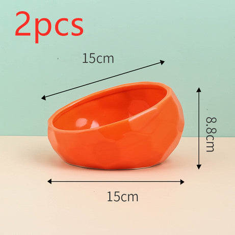 Pet Supplies Bowl Ceramic Cat Dog Oblique Mouth