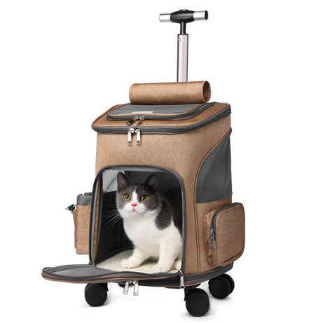 Portable Folding Trolley Pet Backpack Traveling Cat With Universal