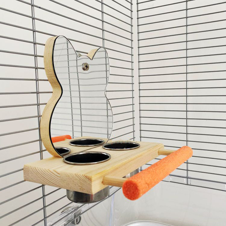 Parrot Puzzle Bird Toy Grinding Claw Stand Stainless Steel Food Cup
