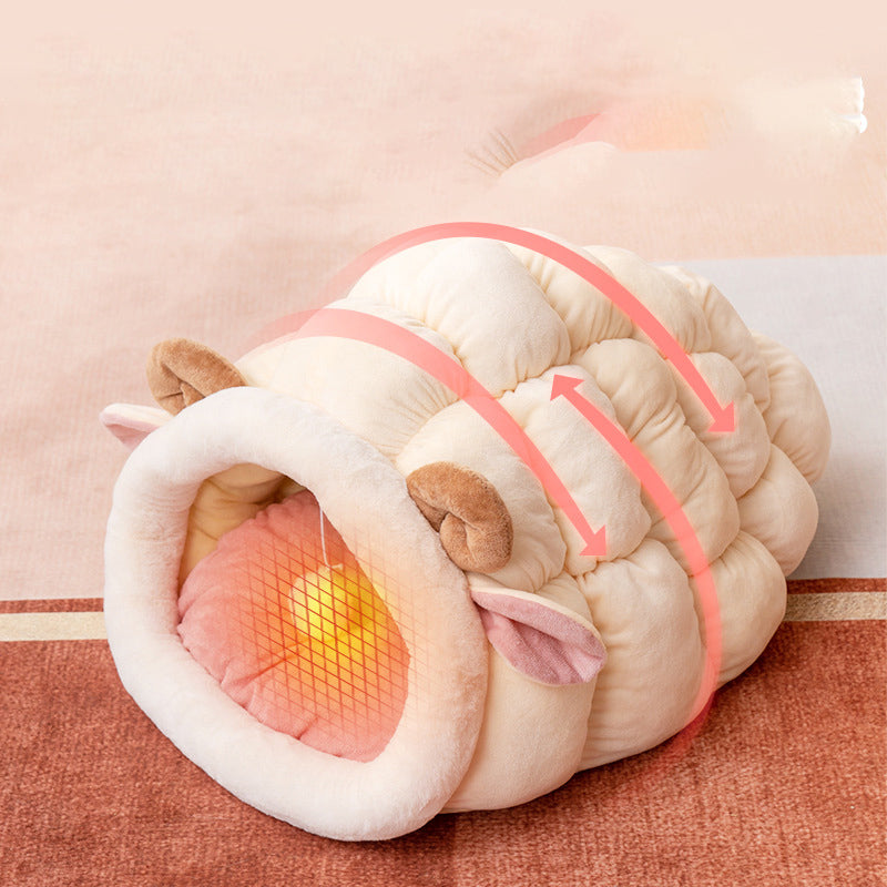 Soft Cat Bed Mat Sleeping Bag House Wicker Dog Basket