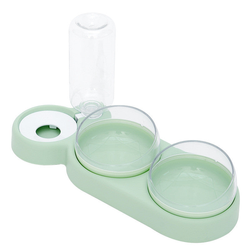 Pet Cat Bowl Automatic Feeder Dog Food With Water Fountain Double