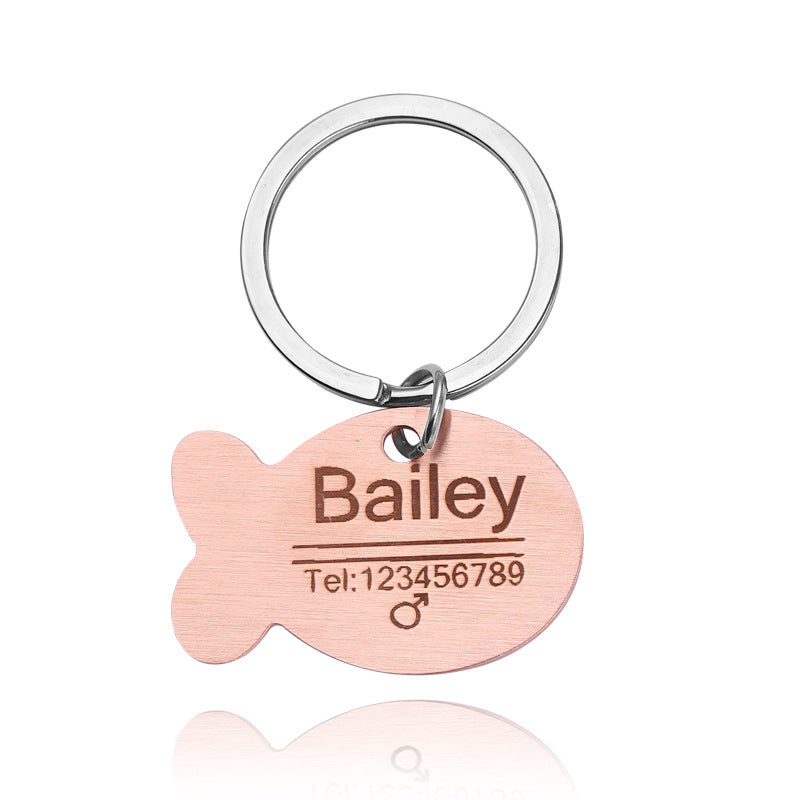 Personalized Cat Dog Pet Id Tag Keychain Engraved Pet Name