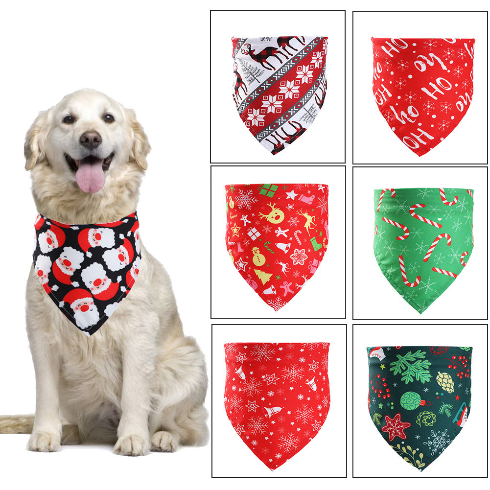 Christmas Pet Saliva Towel Dog Triangle Scarf Cat