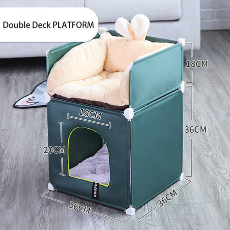Warm Cat House Double Villa Fully Enclosed