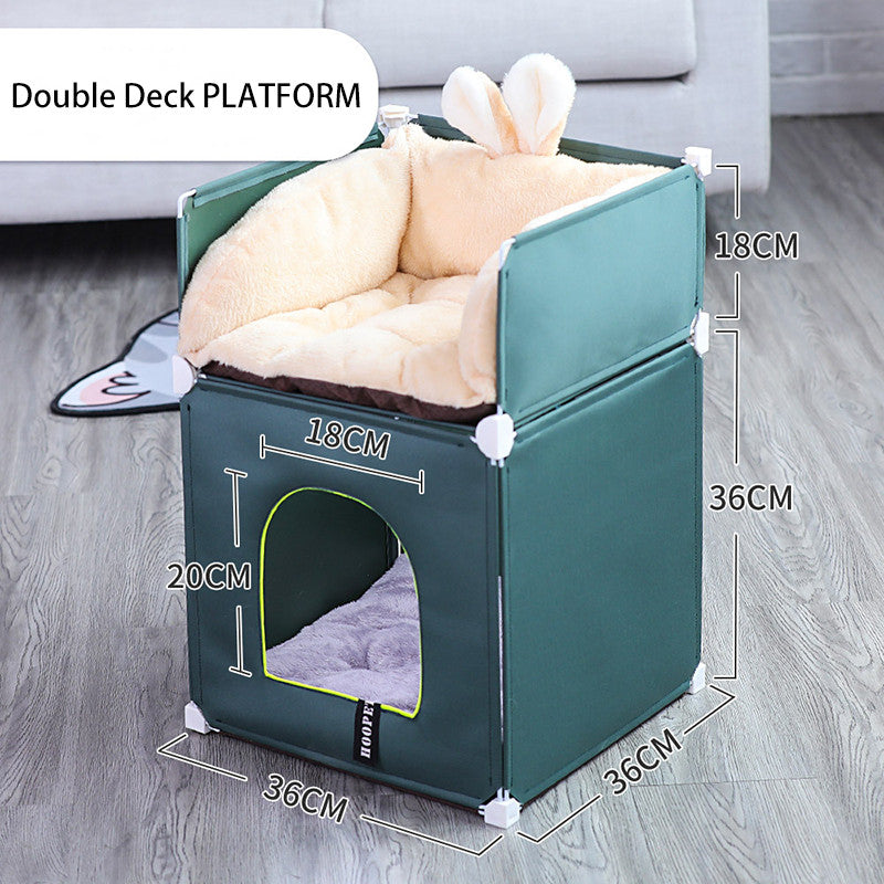 Warm Cat House Double Villa Fully Enclosed
