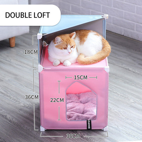 Warm Cat House Double Villa Fully Enclosed