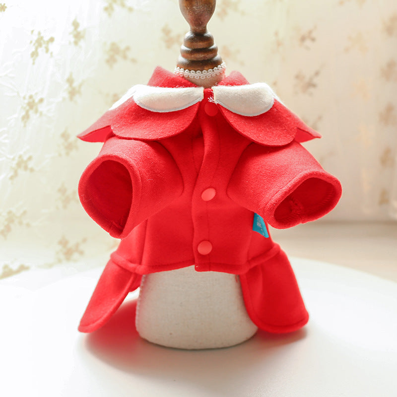 Pet Dog Cat Autumn And Winter Woolen Cloth Student British Style